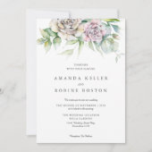 Minimal Chic Wasserfarbenblütenhochzeit Einladung (Vorderseite)