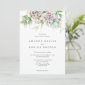Minimal Chic Wasserfarbenblütenhochzeit Einladung (Stehend Vorderseite)