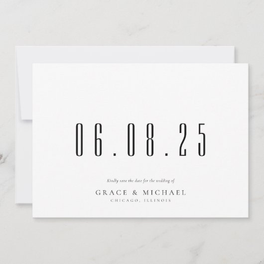 Minimal Chic Wedding Date Nicht-Foto Save the Date (Vorderseite)