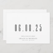 Minimal Chic Wedding Date Nicht-Foto Save the Date (Vorne/Hinten)