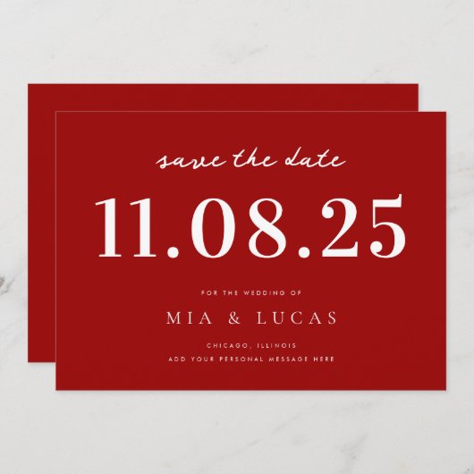 Minimal Chic Wedding Date Nicht-Foto Save the Date (Vorne/Hinten)