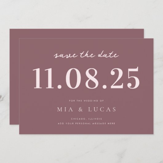 Minimal Chic Wedding Date Nicht-Foto Save the Date (Vorne/Hinten)