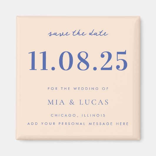 Minimal Chic Wedding Date Nicht-Foto Save the Date Magnet (Vorne)