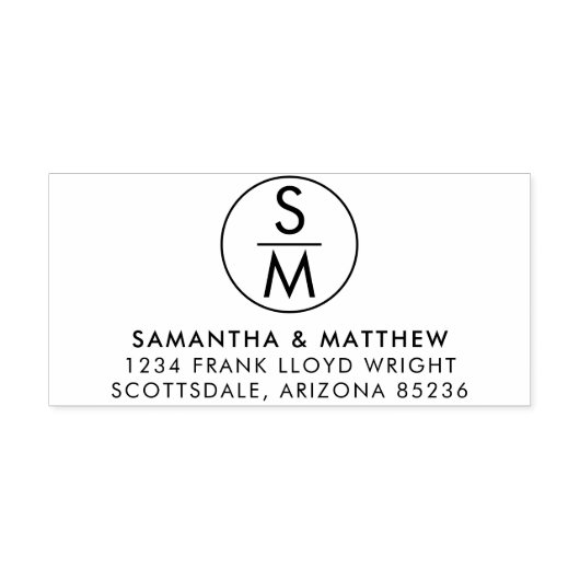 Minimal Chic Wedding Monogram Rücksendeadresse Permastempel (Design)