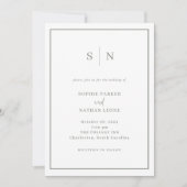 Minimal Chic | White and Sage Green Border Wedding Einladung (Vorderseite)