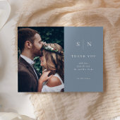 Minimal Chic | White on Dusty Blue Foto Postkarte