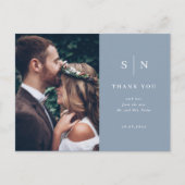 Minimal Chic | White on Dusty Blue Foto Postkarte (Vorderseite)