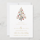 Minimal Chic Winter Christmas Tree Photo Wedding Save The Date (Vorderseite)