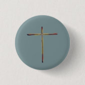 Minimal Christlich Cross Blue Green Button (Vorderseite)