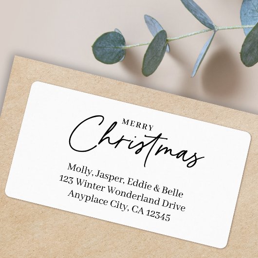 Minimal Christmas Address Label | Simple White Adressaufkleber