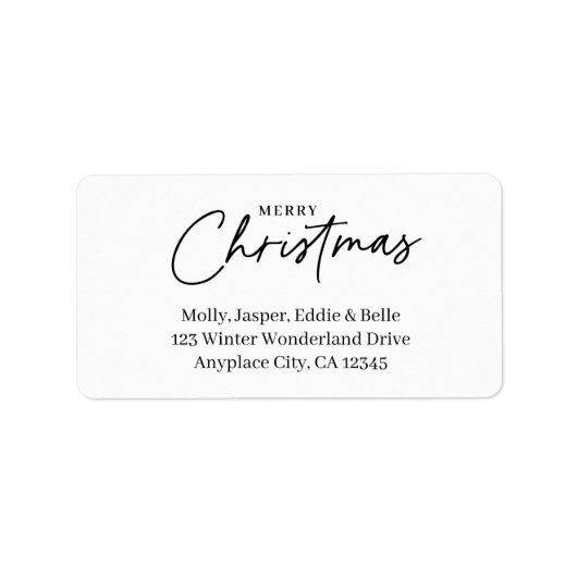 Minimal Christmas Address Label | Simple White Adressaufkleber (Vorne)