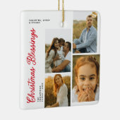 Minimal Christmas Blessings Script Family 4 Photos Keramikornament (Rechts)