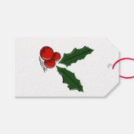 Minimal Christmas Holly Geschenkanhänger