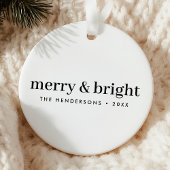 Minimal Christmas | Merry and Bright Simple White Keramik Ornament