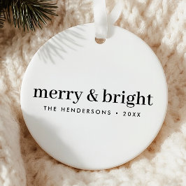 Minimal Christmas | Merry and Bright Simple White Keramik Ornament
