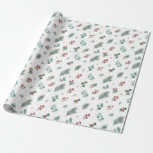 Minimal Christmas Pattern, Pine & Berries  Geschenkpapier (Ungerollt)
