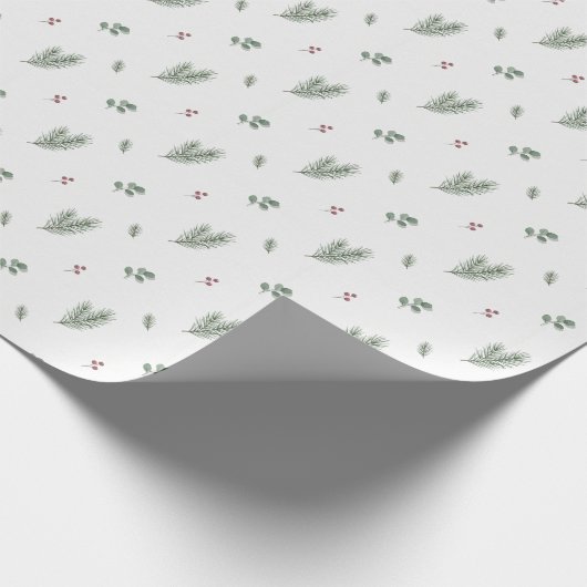 Minimal Christmas Pattern, Pine, Berries Geschenkpapier (Ecke)