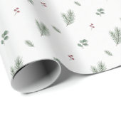 Minimal Christmas Pattern, Pine, Berries Geschenkpapier (Rolleneckpunkt)
