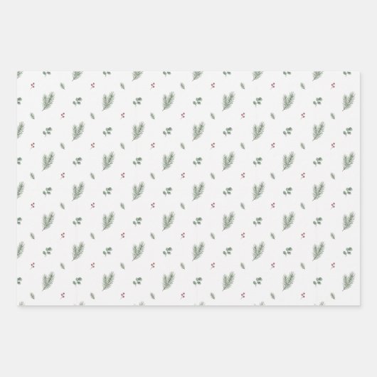 Minimal Christmas Pattern, Pine, Berries Geschenkpapier Set (Vorderseite 3)