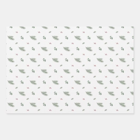 Minimal Christmas Pattern, Pine, Berries Geschenkpapier Set (Vorderseite)