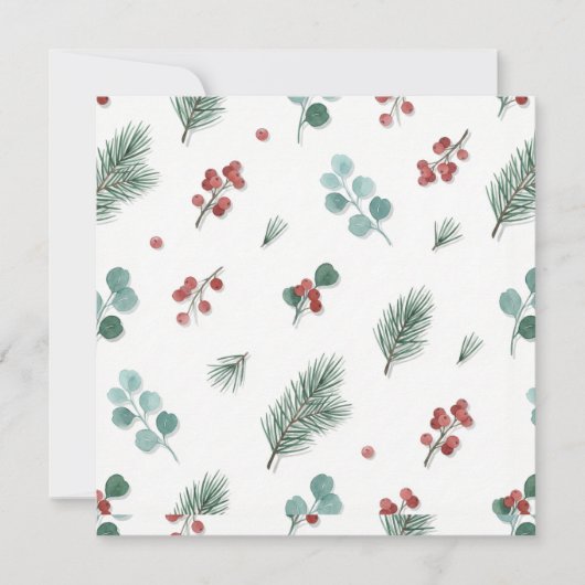 Minimal Christmas Pattern, Pine & Berries  Karte (Vorderseite)