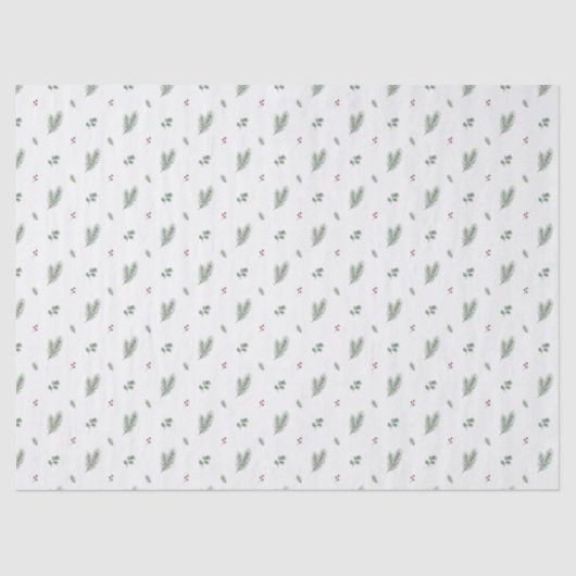 Minimal Christmas Pattern, Pine, Berries Seidenpapier (Vorderseite)
