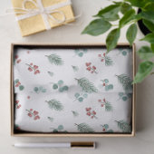 Minimal Christmas Pattern, Pine & Berries Seidenpapier (Geschenk)