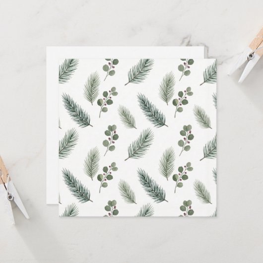 Minimal Christmas Pine Pattern, Scandi Style Karte (Vorderseite/Rückseite Beispiel)