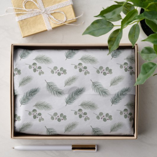 Minimal Christmas Pine Pattern, Scandi Style Seidenpapier (Geschenk)