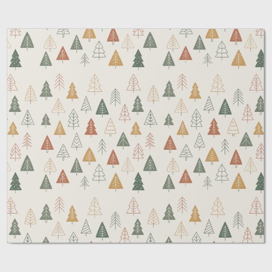 Minimal Christmas Trees Pattern Geschenkpapier (Flach)