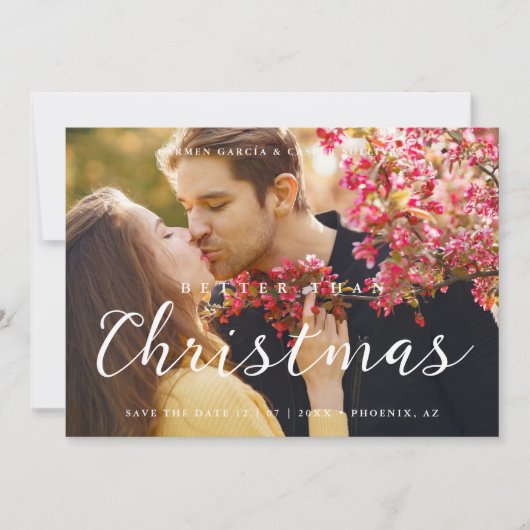 Minimal Christmas Wedding Photo Cute Script Save The Date (Vorderseite)