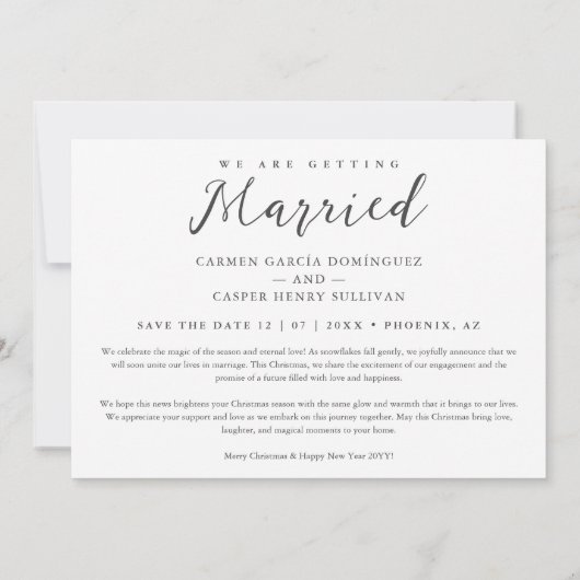 Minimal Christmas Wedding Photo Cute Script Save The Date (Rückseite)