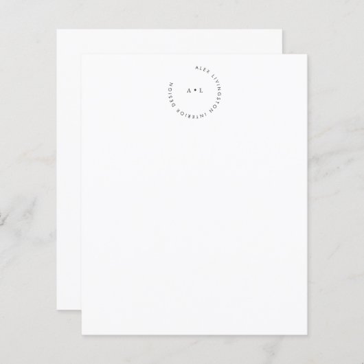 Minimal Circle Monogram Logo Business Stationery (Vorne/Hinten)