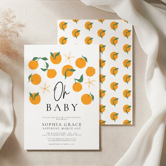 Minimal Citrus Baby Dusche Einladung