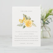 Minimal Citrus Lemon Botanical Boho Fauna Hochzeit Dankeskarte (Stehend Vorderseite)