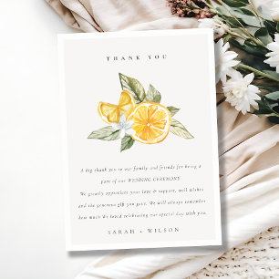 Minimal Citrus Lemon Botanical Boho Fauna Hochzeit Dankeskarte