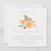 Minimal Citrus Orange Botanical Boho Babydusche Dankeskarte (Vorderseite)