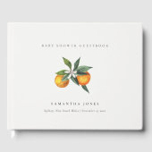 Minimal Citrus Orange Botanical Boho Babydusche Gästebuch (Vorderseite)