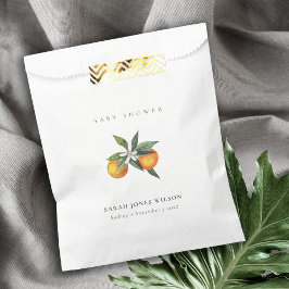 Minimal Citrus Orange Botanical Boho Babydusche Geschenktütchen