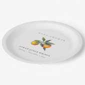 Minimal Citrus Orange Botanical Boho Babydusche Pappteller (Schrägansicht)