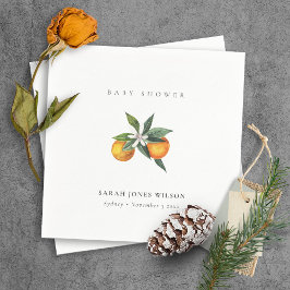 Minimal Citrus Orange Botanical Boho Babydusche Serviette