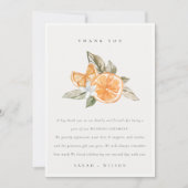Minimal Citrus Orange Botanical Boho Fauna Hochzei Dankeskarte (Vorderseite)