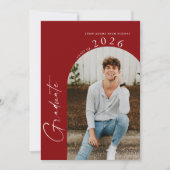 Minimal Class of Photo Crimson Red Grad Party Einladung (Vorderseite)