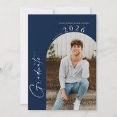 Minimal Class of Photo Dark Blue Graduation Party Einladung (Vorderseite)