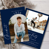 Minimal Class of Photo Dark Blue Graduation Party Einladung