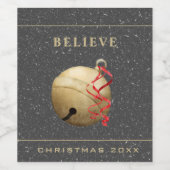 Minimal Classic BELIEVE mit Jingle Bell Weinetikett (Einzelnes Label)