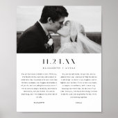 Minimal Classic Black & White Wedding Vows Photo Poster (Vorne)