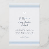 Minimal classic blue baptism Foil Invitation Folieneinladung (Vorderseite)