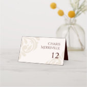 Minimal Classic Chic Burgundy Ivory Photo Wedding Platzkarte (Vorderseite)