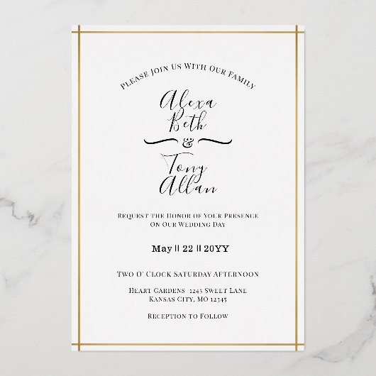 MInimal Classic Custom Gold Foil Folieneinladung (Vorderseite)